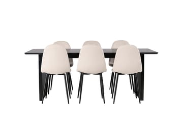 Vail Matgrupp 200 cm Rektangulär med 6 Polar stolar - Beige - Möbler - Bord & matgrupp - Matgrupp