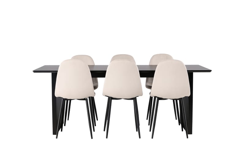 Vail Matgrupp 200 cm Rektangulär med 6 Polar stolar - Beige - Möbler - Bord & matgrupp - Matgrupp
