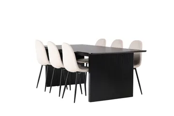 Vail Matgrupp 200 cm Rektangulär med 6 Polar stolar - Beige - Möbler - Bord & matgrupp - Matgrupp