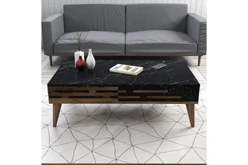 Valensiya Soffbord 105 cm - Valnöt/Svart/Marmor - Möbler - Bord & matgrupp - Soffbord