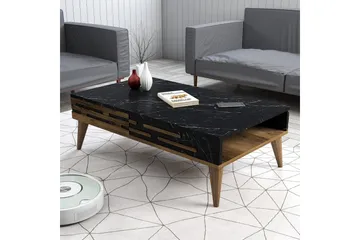 Valensiya Soffbord 105 cm - Valnöt/Svart/Marmor - Möbler - Bord & matgrupp - Soffbord