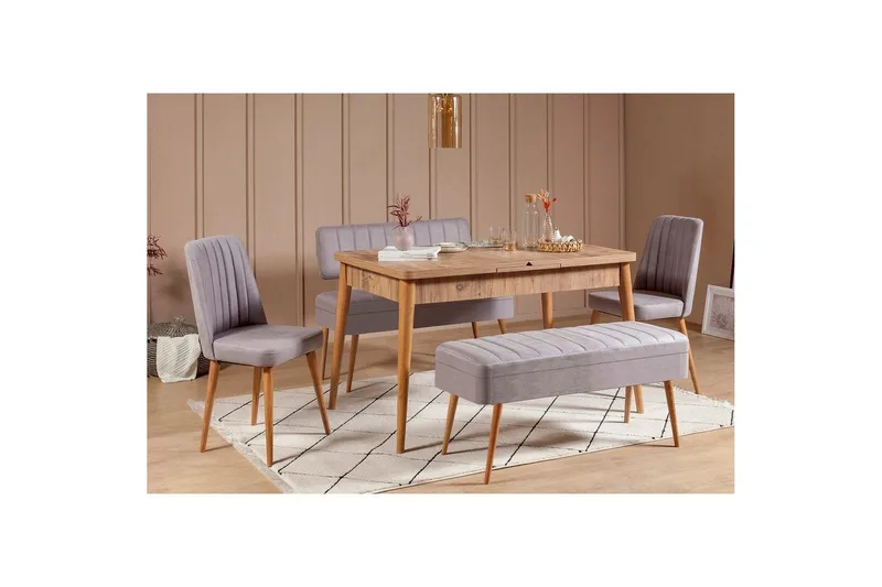 Valsot Matgrupp 129 cm Rektangulär - Natur/Grå - Möbler - Bord & matgrupp - Matgrupp