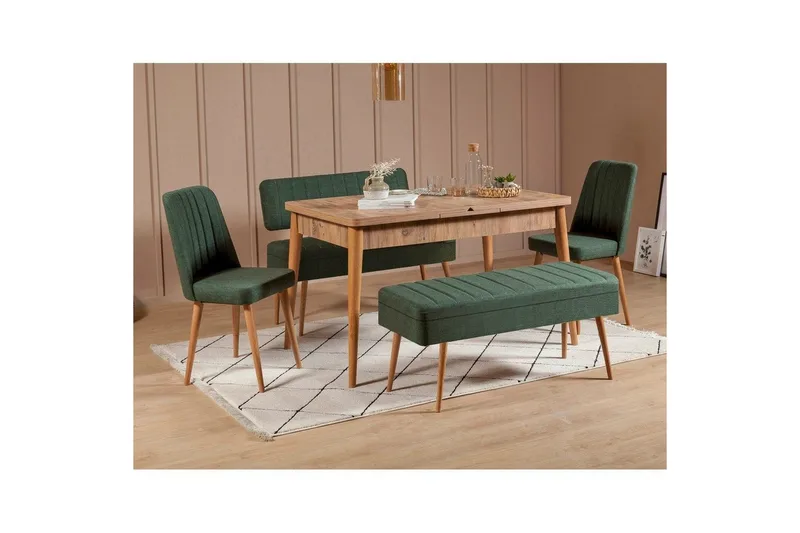 Valsot Matgrupp 129 cm Rektangulär - Natur/Grön - Möbler - Bord & matgrupp - Matgrupp