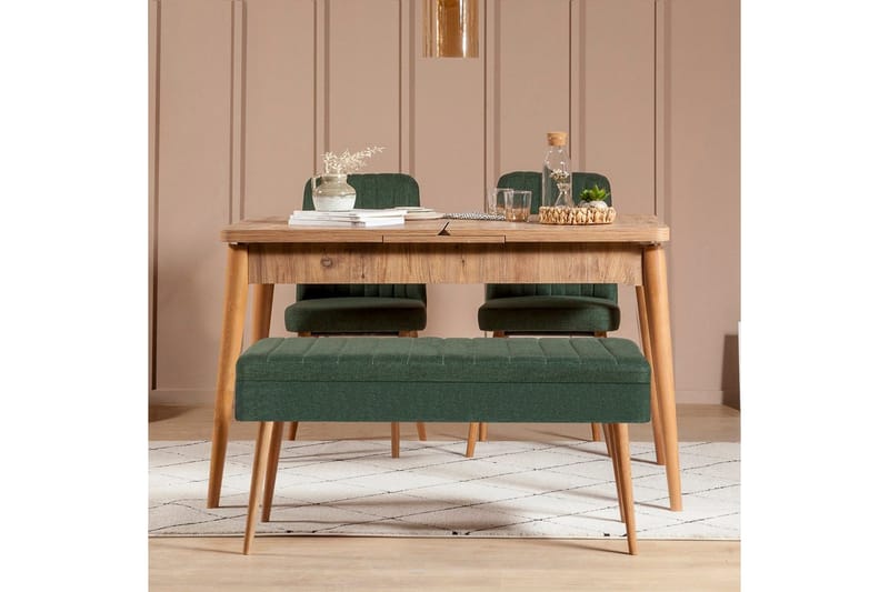 Valsot Matgrupp 129 cm Rektangulär - Natur/Grön - Möbler - Bord & matgrupp - Matgrupp