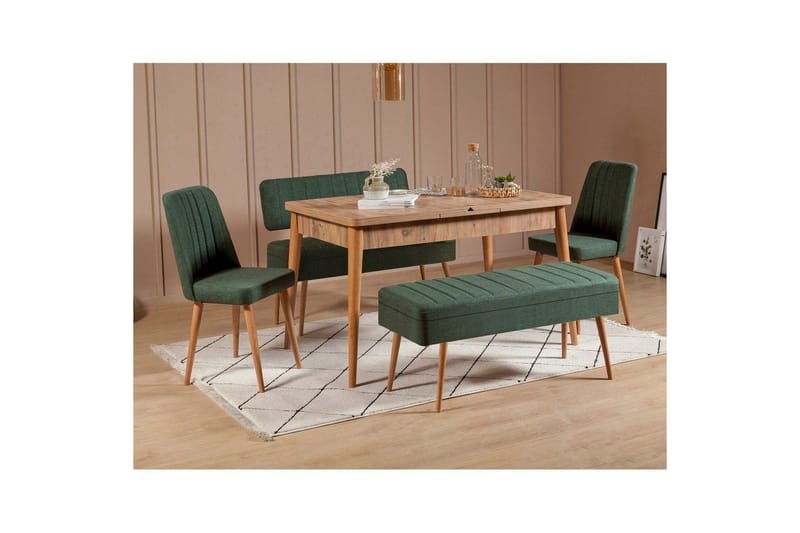 Valsot Matgrupp 129 cm Rektangulär - Natur/Grön - Möbler - Bord & matgrupp - Matgrupp