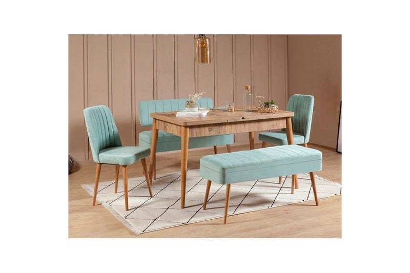 Valsot Matgrupp 129 cm Rektangulär - Natur/Grön - Möbler - Bord & matgrupp - Matgrupp