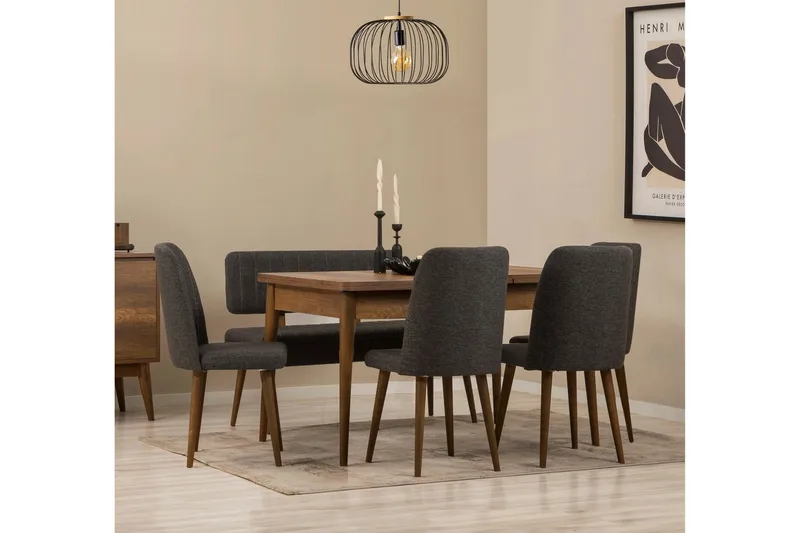 Valsot Matgrupp Rektangulär - Mörkgrå - Möbler - Bord & matgrupp - Matgrupp