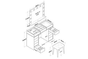 Varlin Sminkbord 120 cm - Vit - Möbler - Bord & matgrupp - Sminkbord & toalettbord