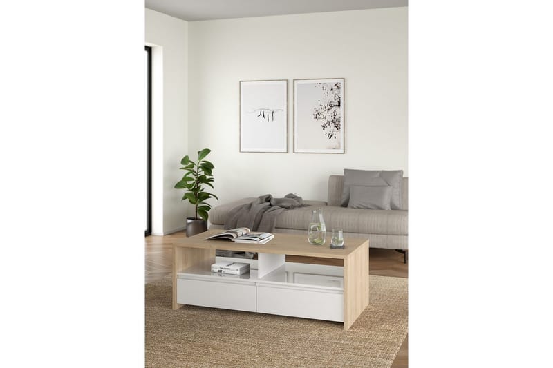 Varun Soffbord 120 cm - Vit/Natur - Möbler - Bord & matgrupp - Soffbord