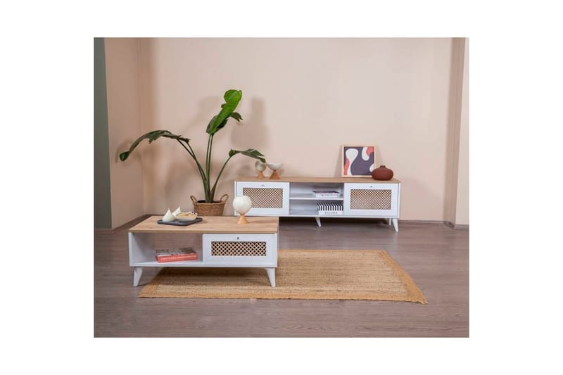 Velin Soffbord 55 cm - Mediumfärgat trä/Vit - Möbler - Bord & matgrupp - Soffbord