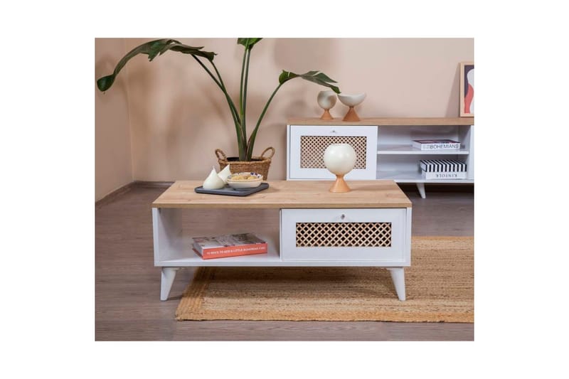 Velin Soffbord 55 cm - Mediumfärgat trä/Vit - Möbler - Bord & matgrupp - Soffbord