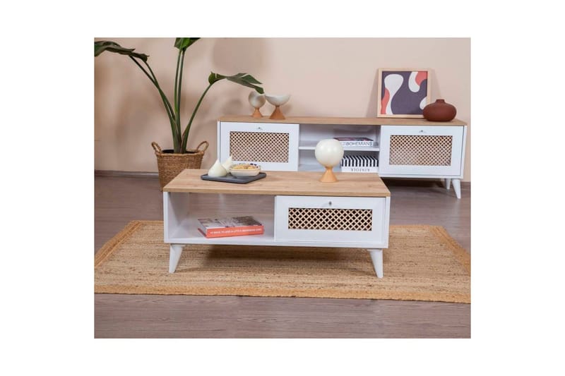 Velin Soffbord 55 cm - Mediumfärgat trä/Vit - Möbler - Bord & matgrupp - Soffbord
