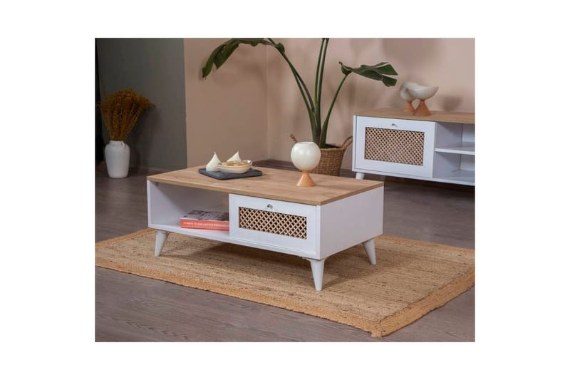 Velin Soffbord 55 cm - Mediumfärgat trä/Vit - Möbler - Bord & matgrupp - Soffbord