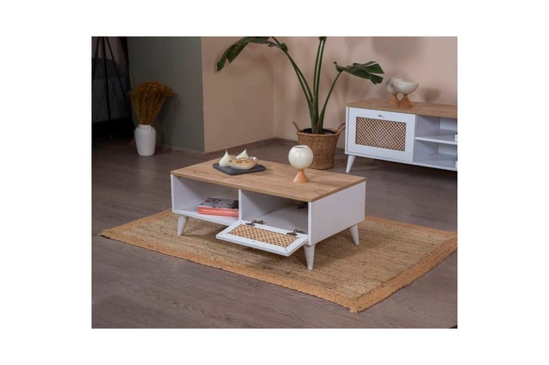 Velin Soffbord 55 cm - Mediumfärgat trä/Vit - Möbler - Bord & matgrupp - Soffbord