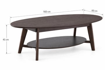 Velo Ovalt Soffbord med Hylla 160x60 cm med Trä- och Rökt Ek-utseende - Rökt ek - Möbler - Bord & matgrupp - Soffbord