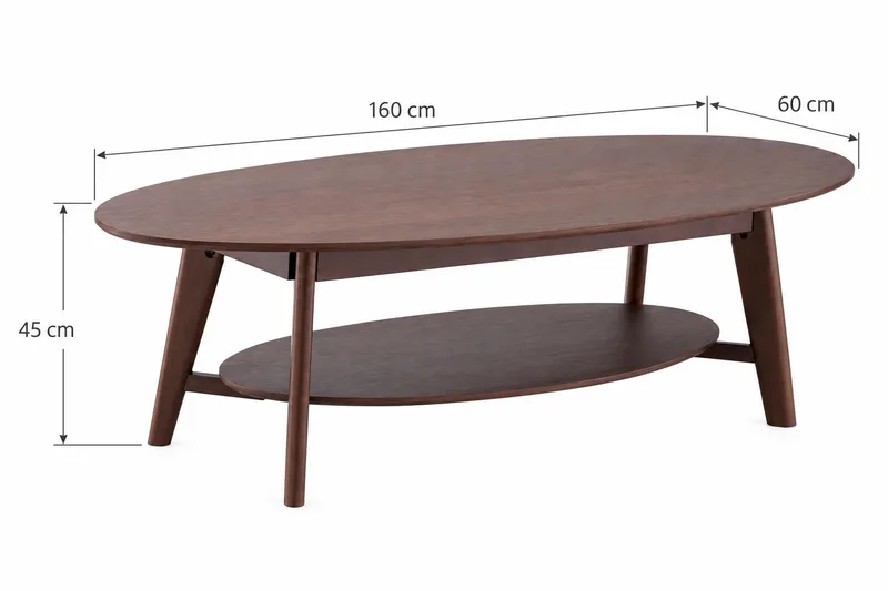 Velo Soffbord Oval 160 cm Massivt trä - Valnöt - Möbler - Bord & matgrupp - Soffbord