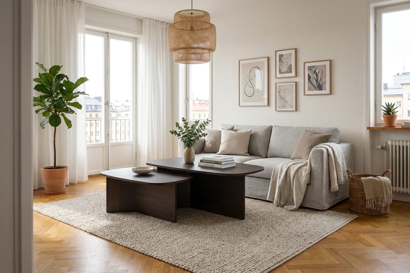 Vento Ovalt Soffbord 90x60 cm med Trä- och Rökt Ek-utseende - Mörkbrun - Möbler - Bord & matgrupp - Soffbord