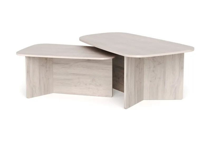 Vento Satsbord Soffbord 120x70 cm + 90x60 cm, Vitlaserad ek