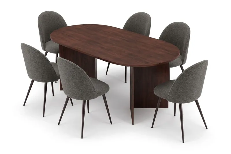 Vera Matgrupp 180 cm oval med 6 Nibe Plus Mastolar - Valnöt - Möbler - Bord & matgrupp - Matgrupp