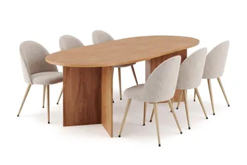 Vera Matgrupp 180 cm oval med 6 Nibe Plus Mastolar - Ek - Möbler - Bord & matgrupp - Matgrupp