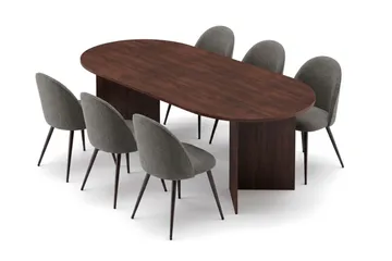 Vera Matgrupp 180 cm oval med 6 Nibe Plus Mastolar - Valnöt - Möbler - Bord & matgrupp - Matgrupp