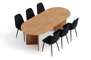 Vera Matgrupp oval 180 cm med 6 Nibe Matstolar - Ek - Möbler - Bord & matgrupp - Matgrupp