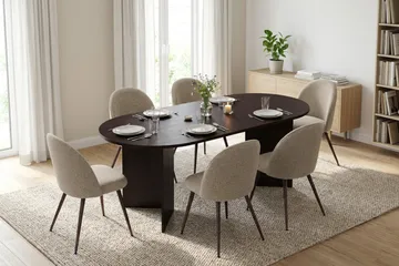 Vera Matgrupp oval 180 cm med 6 Nibe Plus Matstolar - Rökt ek - Möbler - Bord & matgrupp - Matgrupp
