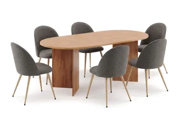 Vera Matgrupp oval 180 cm med 6 Nibe Plus Matstolar - Ek - Möbler - Bord & matgrupp - Matgrupp