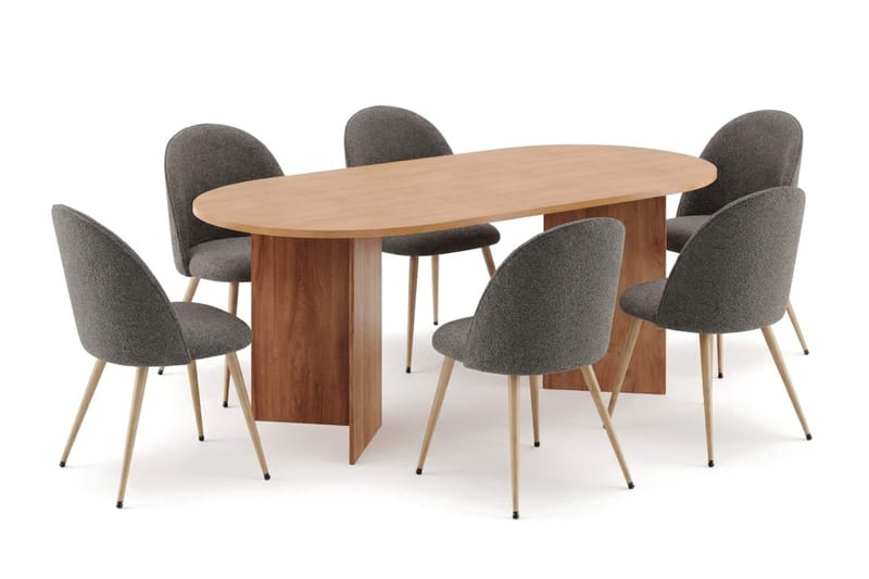 Vera Matgrupp oval 180 cm med 6 Nibe Plus Matstolar - Ek - Möbler - Bord & matgrupp - Matgrupp