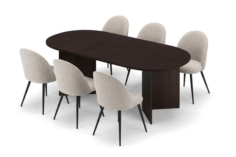 Vera Matgrupp oval 180 cm med 6 Nibe Plus Matstolar - Rökt ek - Möbler - Bord & matgrupp - Matgrupp