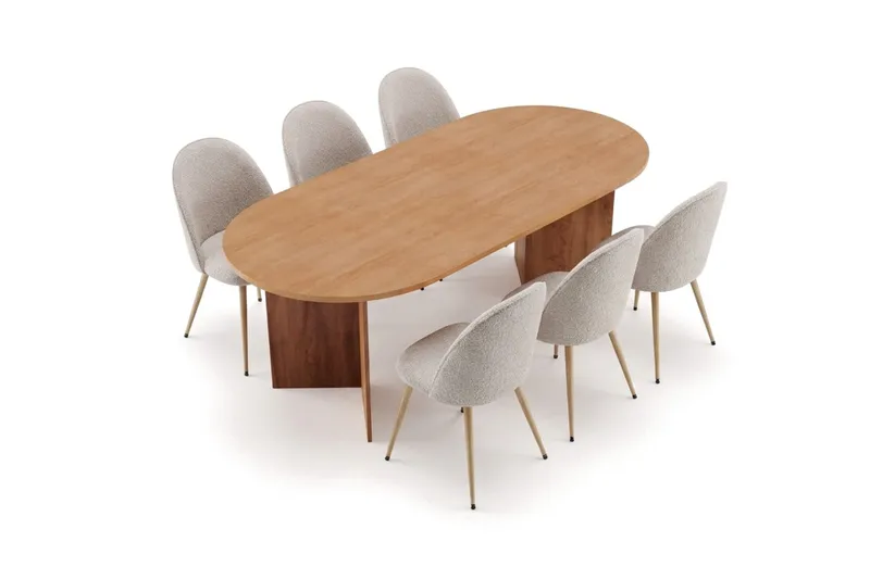 Vera Matgrupp oval 180 cm med 6 Nibe Plus Matstolar - Ek - Möbler - Bord & matgrupp - Matgrupp