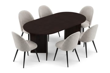 Vera Matgrupp oval 180 cm med 6 Nibe Plus Matstolar - Rökt ek - Möbler - Bord & matgrupp - Matgrupp
