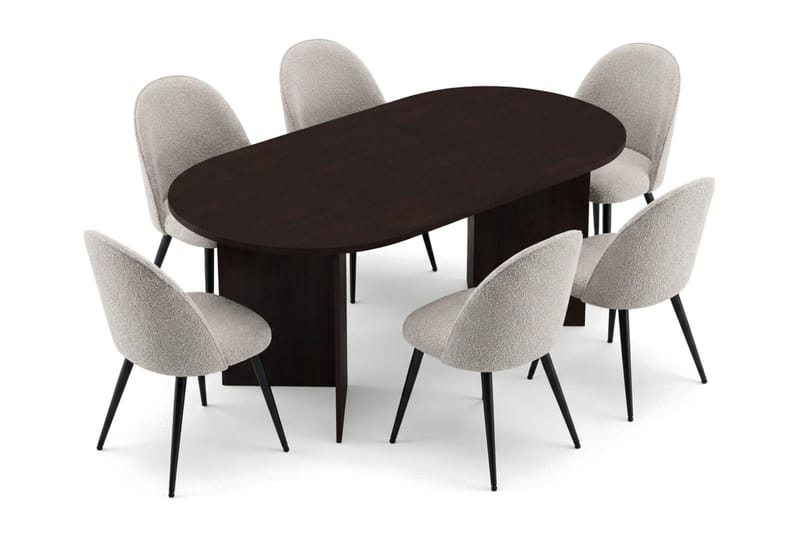 Vera Matgrupp oval 180 cm med 6 Nibe Plus Matstolar - Rökt ek - Möbler - Bord & matgrupp - Matgrupp