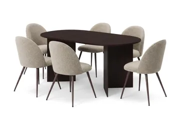 Vera Matgrupp oval 180 cm med 6 Nibe Plus Matstolar - Rökt ek - Möbler - Bord & matgrupp - Matgrupp