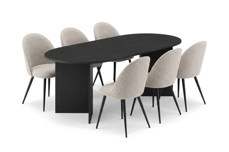 Vera Matgrupp oval 180 cm med 6 Nibe Plus Matstolar - Svartlaserad ek - Möbler - Bord & matgrupp - Matgrupp