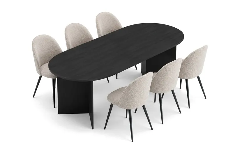 Vera Matgrupp oval 180 cm med 6 Nibe Plus Matstolar - Svartlaserad ek - Möbler - Bord & matgrupp - Matgrupp