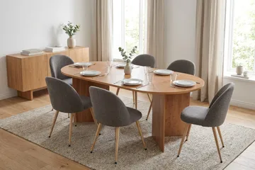 Vera Matgrupp oval 180 cm med 6 Nibe Plus Matstolar - Ek - Möbler - Bord & matgrupp - Matgrupp