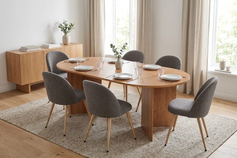 Vera Matgrupp oval 180 cm med 6 Nibe Plus Matstolar - Ek - Möbler - Bord & matgrupp - Matgrupp