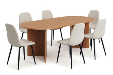 Vera Matgrupp oval 220 cm med 6 Nibe Matstolar - Ek - Möbler - Bord & matgrupp - Matgrupp