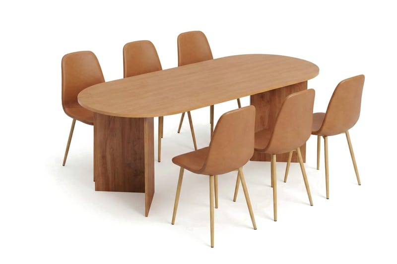 Vera Matgrupp oval 220 cm med 6 Nibe Matstolar - Ek - Möbler - Bord & matgrupp - Matgrupp