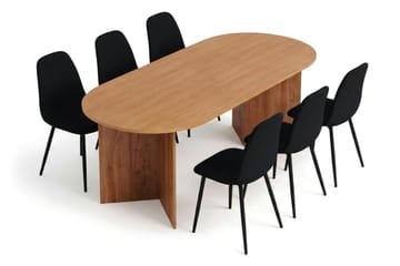 Vera Matgrupp oval 220 cm med 6 Nibe Matstolar - Ek - Möbler - Bord & matgrupp - Matgrupp