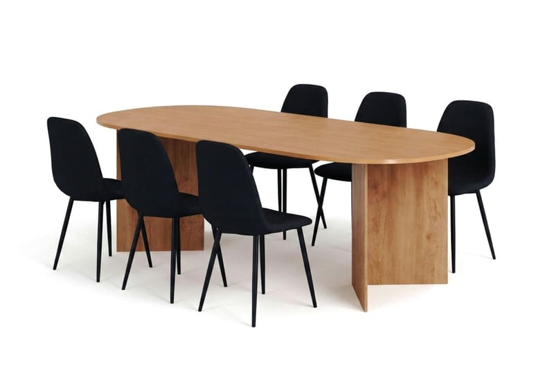 Vera Matgrupp oval 220 cm med 6 Nibe Matstolar - Ek - Möbler - Bord & matgrupp - Matgrupp