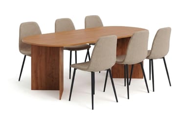Vera Matgrupp oval 220 cm med 6 Nibe Matstolar - Ek - Möbler - Bord & matgrupp - Matgrupp