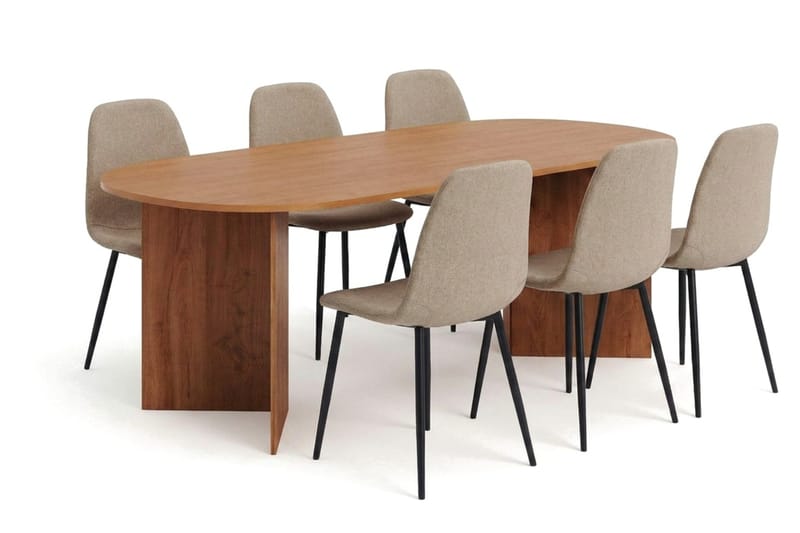 Vera Matgrupp oval 220 cm med 6 Nibe Matstolar - Ek - Möbler - Bord & matgrupp - Matgrupp