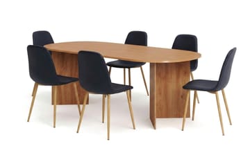 Vera Matgrupp oval 220 cm med 6 Nibe Matstolar - Ek - Möbler - Bord & matgrupp - Matgrupp