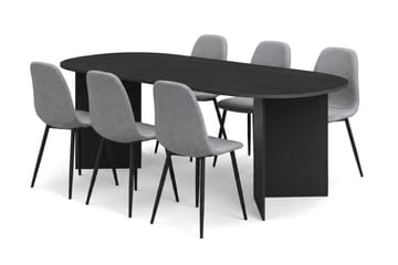 Vera Matgrupp oval 220 cm  med 6 Nibe Matstolar - Svartlaserad ek - Möbler - Bord & matgrupp - Matgrupp