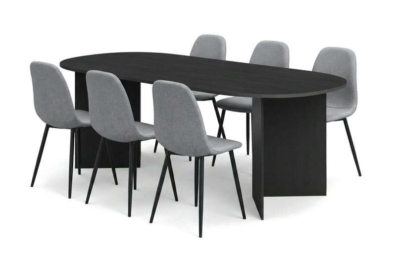 Vera Matgrupp oval 220 cm  med 6 Nibe Matstolar - Svartlaserad ek - Möbler - Bord & matgrupp - Matgrupp