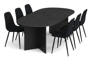 Vera Matgrupp oval 220 cm  med 6 Nibe Matstolar - Svartlaserad ek - Möbler - Bord & matgrupp - Matgrupp