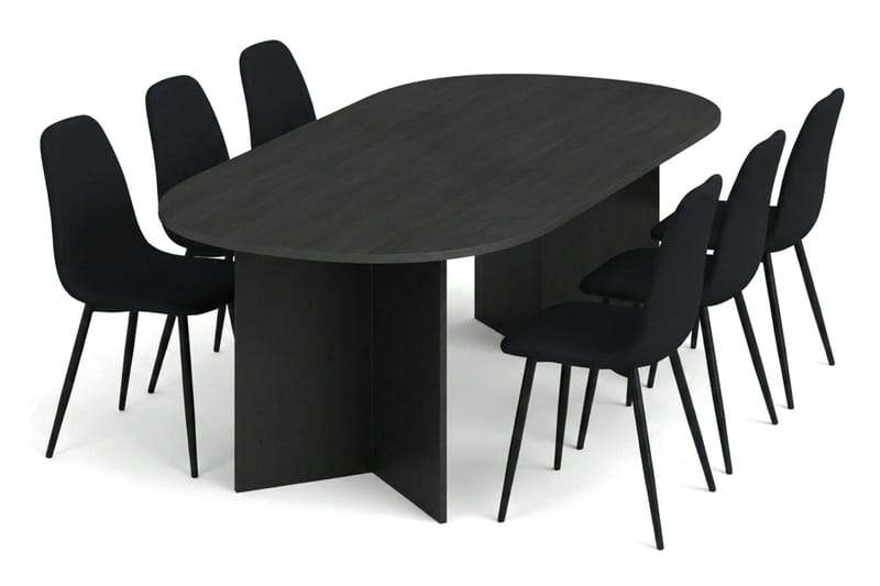 Vera Matgrupp oval 220 cm  med 6 Nibe Matstolar - Svartlaserad ek - Möbler - Bord & matgrupp - Matgrupp