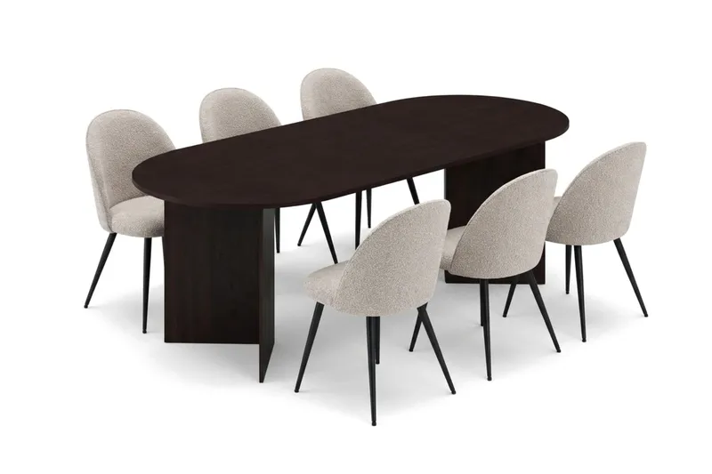 Vera Matgrupp oval 220 cm med 6 Nibe Plus Matstolar - Rökt ek - Möbler - Bord & matgrupp - Matgrupp